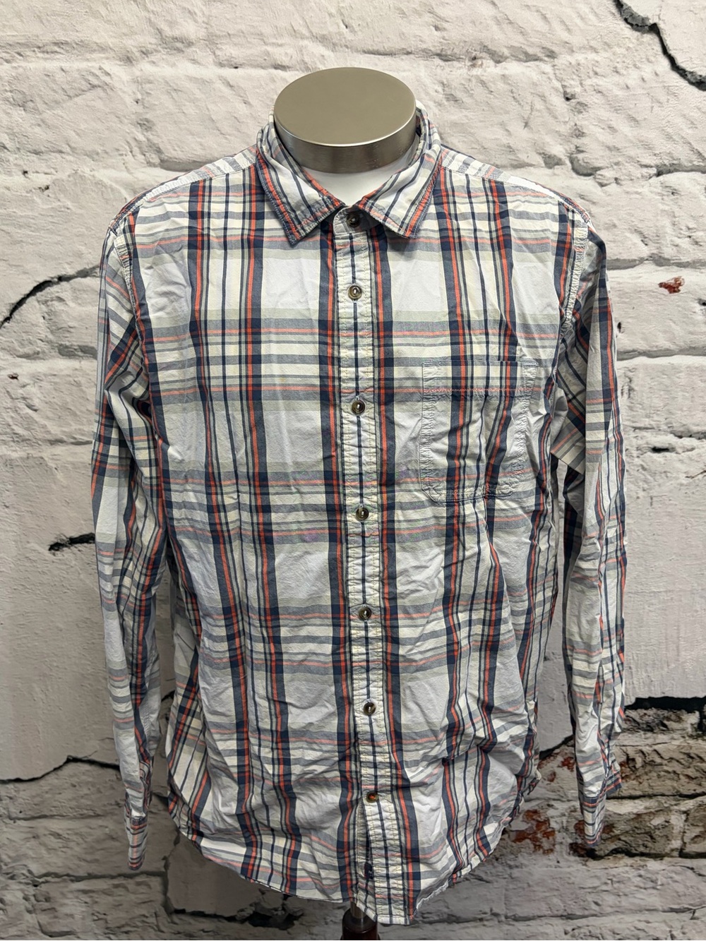 The North Face Plaid‎ 100% Cotton Long Sleeve Shirt Blur Orange Cabincore